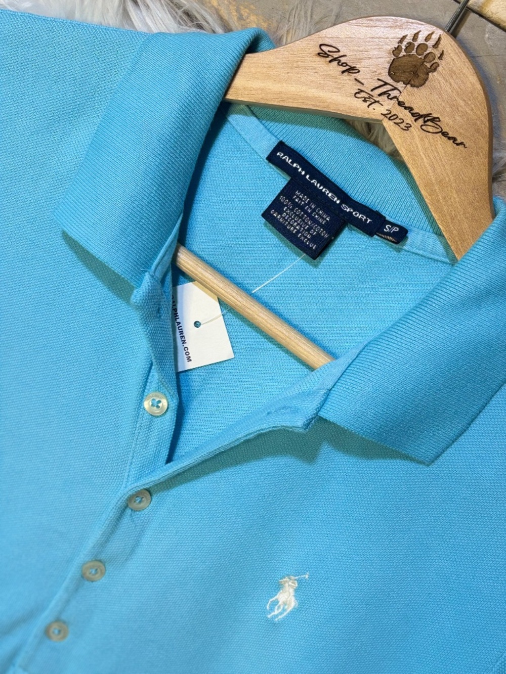 100% Cotton [Ralph Lauren] Turquoise Blue Embroidered Polo Midi Dress | Small - Picture 11 of 12
